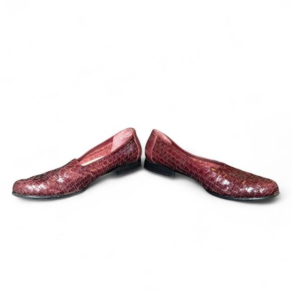 Trotters Women’s Size 8 Loafers Burgundy Woven Leather Slip-On Comfort Flats - Picture 5 of 8